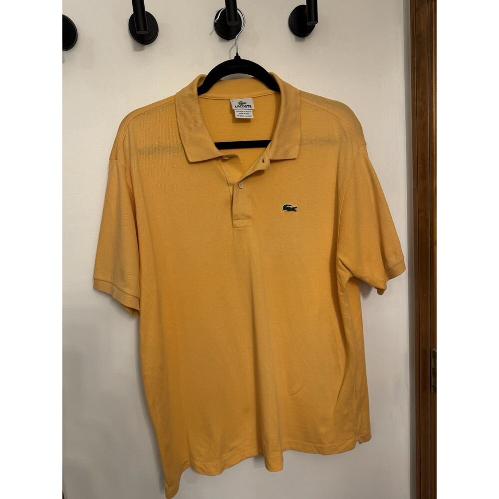 Lacoste Polo Shirt Men 7 (XL) Adult Orange Casual Classic Fit Cotton See Defect